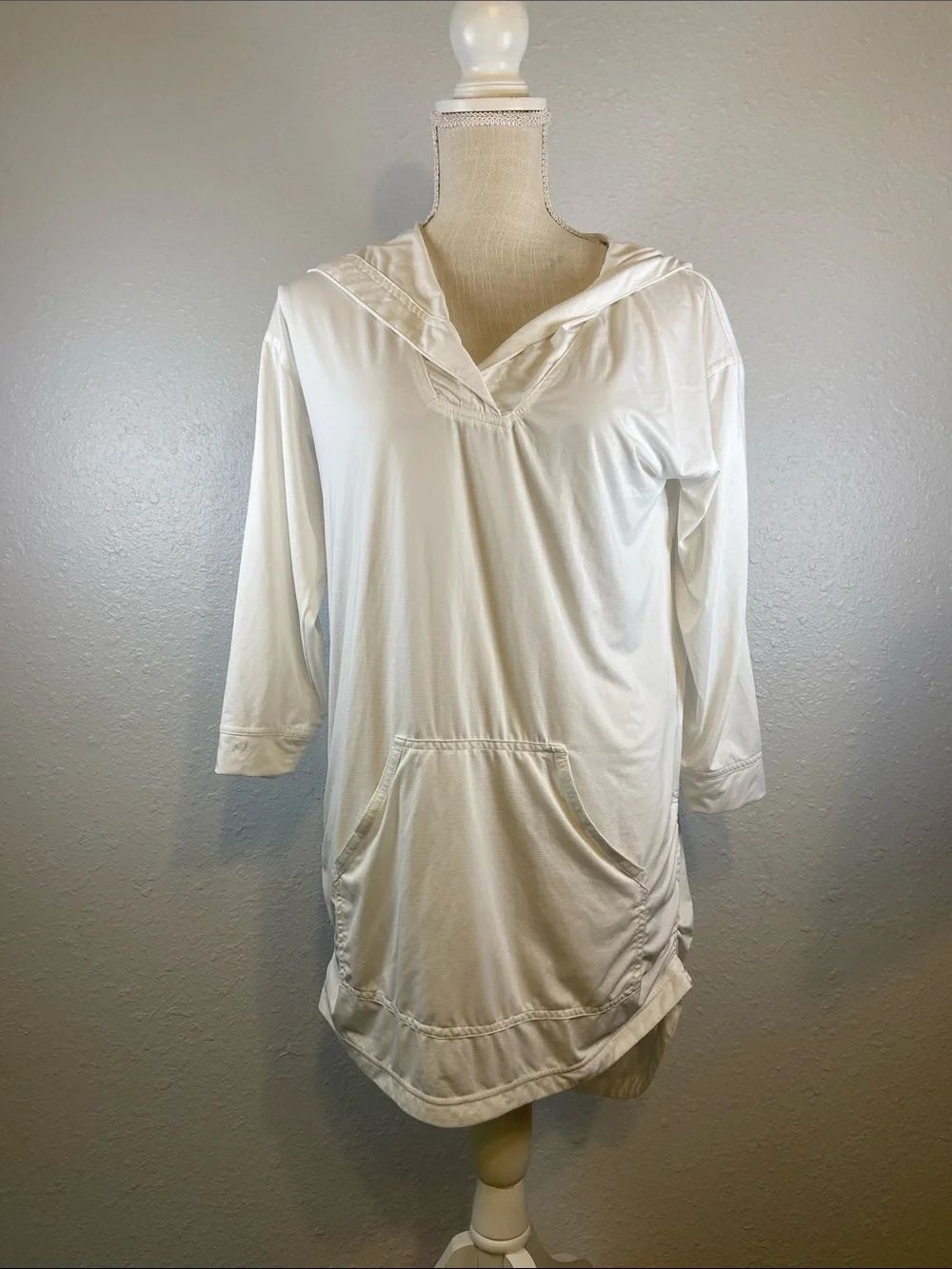 prAna White Breathe Lightweight Cinched Side Athletic Athleisure Hoodie Size XS